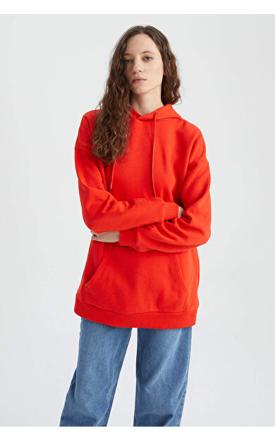 DeFacto Oversize Fit Kapüşonlu Kalın Kumaş Sweatshirt