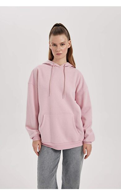 Oversize Fit Kapüşonlu Kalın Kumaş Sweatshirt