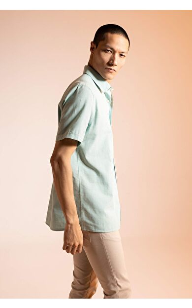 Regular Fit Polo Yaka Kısa Kollu Gömlek Turkuaz