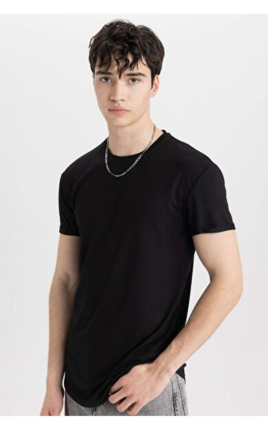 DeFactoFit Long Muscle Fit Bisiklet Yaka Basic Kısa Kollu Tişört