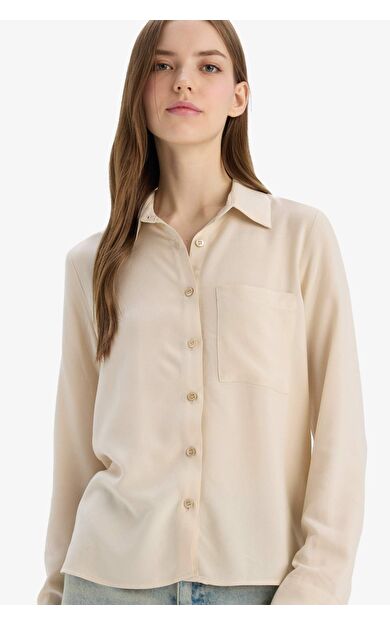 DeFactoFit Regular Fit Gömlek Yaka Uzun Kollu Gömlek