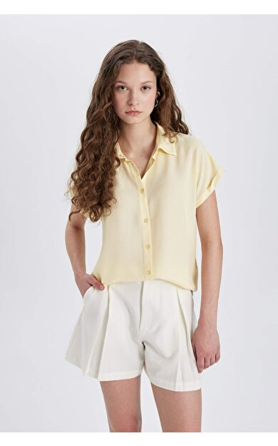 DeFactoFit Regular Fit Gömlek Yaka Kısa Kollu Gömlek N7819AZ24SPYL155