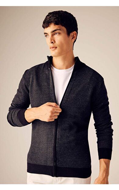 DeFactoFit Standart Fit Yarım Balıkçı Yaka Triko Hırka R1686AZ23WNBK27