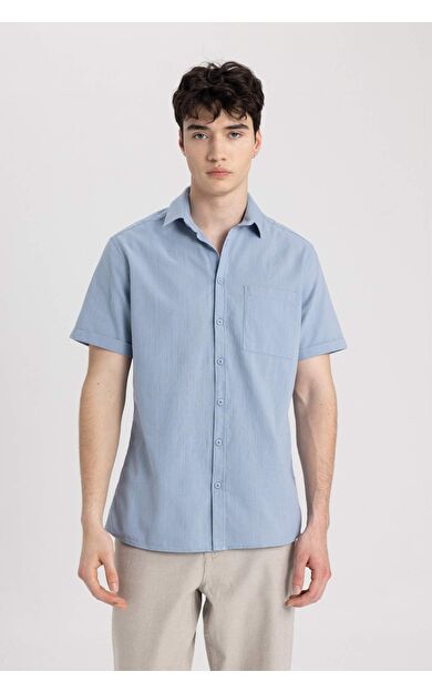 DeFactoFit Slim Fit Polo Yaka Kısa Kollu Gömlek R1706AZ24SMBE177