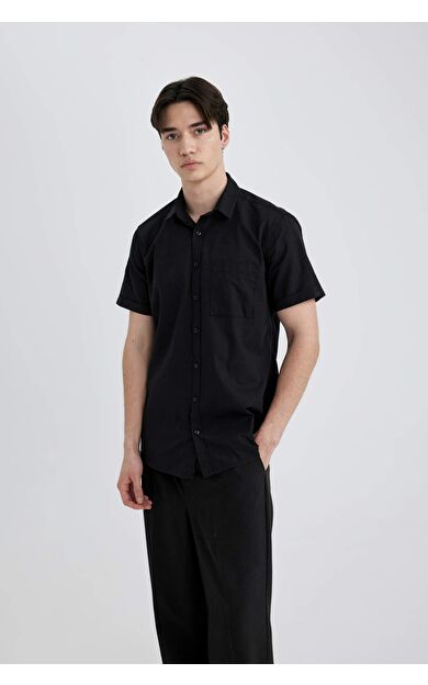 DeFactoFit Slim Fit Polo Yaka Kısa Kollu Gömlek R1706AZ24SMBK81