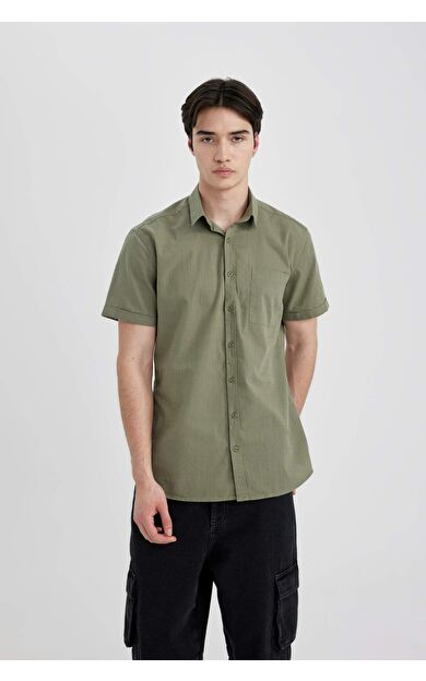 DeFactoFit Slim Fit Polo Yaka Kısa Kollu Gömlek R1706AZ24SMKH373