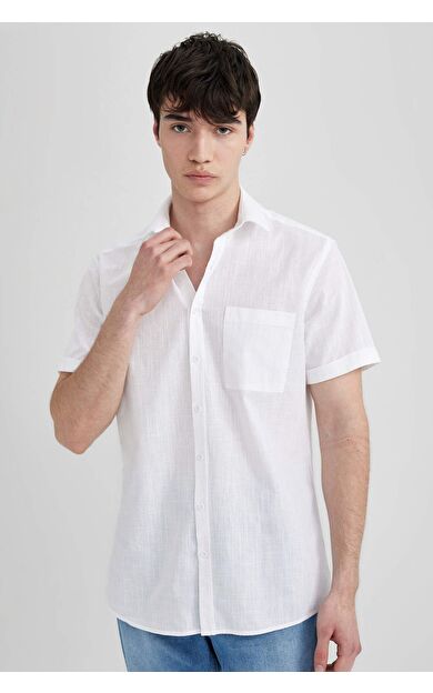 DeFactoFit Slim Fit Polo Yaka Kısa Kollu Gömlek R1706AZ24SMWT34
