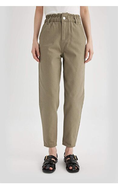 DeFactoFit Paperbag Cepli Paperbag Bel Standart Paça Gabardin Pantolon S2790AZ24SMKH419