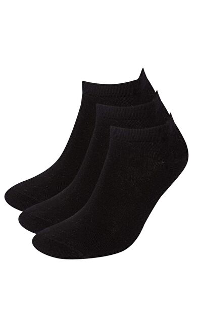 DeFactoFit Erkek Pamuklu 3'lü Kısa Çorap Siyah