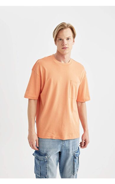 DeFactoFit Oversize Fit Bisiklet Yaka Kısa Kollu %100 Pamuk Ağır Kumaş Tişört