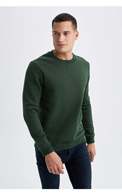 DeFacto Regular Fit Bisiklet Yaka Basic Pamuklu Sweatshirt