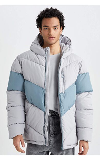 DeFactoFit Regular Fit Kapüşonlu Puffer Şişme Mont