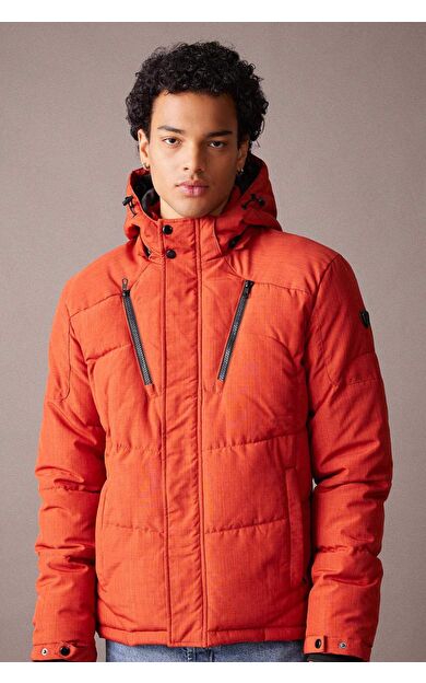 DeFactoFit Regular Fit Isı Yalıtımlı Warmtech Çıkarılabilir Kapüşonlu Polar Astarlı Su ve Rüzgar Geçirmez Şişme Mont