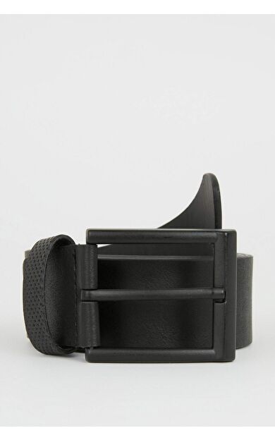 DeFactoFit Erkek Dikdörtgen Toka Suni Deri Jean Kemeri Siyah V2142AZNSBK27