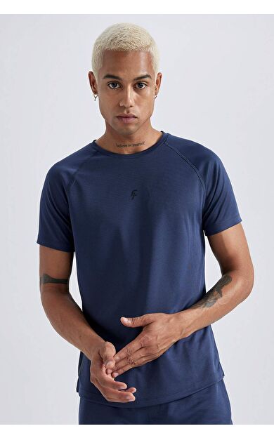 DEFACTO DeFactoFit Slim Fit Bisiklet Yaka Baskılı Sporcu Tişört