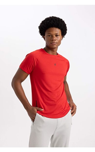 DEFACTO DeFactoFit Slim Fit Bisiklet Yaka Baskılı Sporcu Tişört