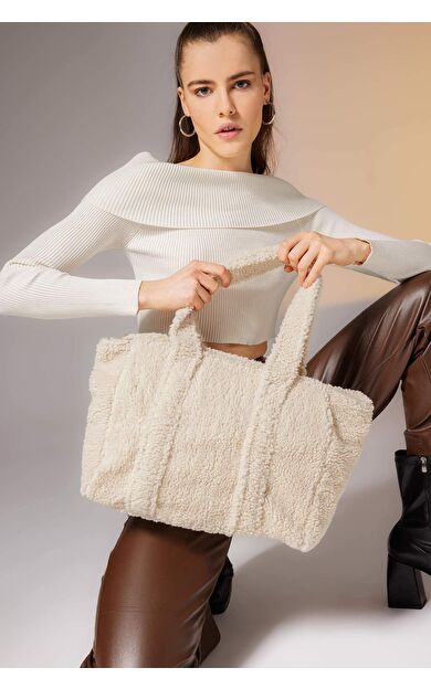 Kadın Suni Kürklü Tote Omuz Çantası