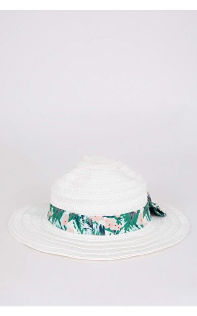 DeFactoFit Kız Çocuk Hasır Şapka Beyaz