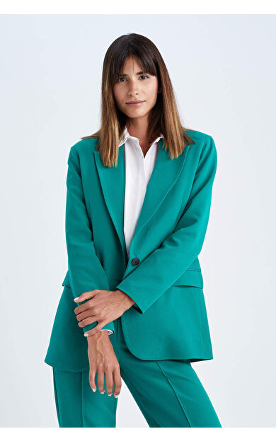 DeFacto Oversize Fit Cep Kapaklı Tek Yırtmaçlı Blazer Ceket