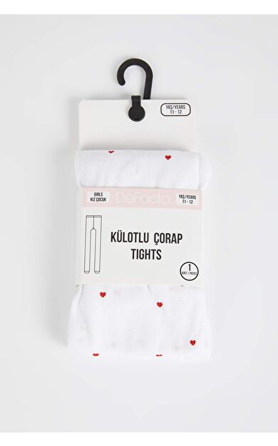 DeFacto Kız Çocuk Kalp Desenli Muz Külotlu Çorap Çok Renkli