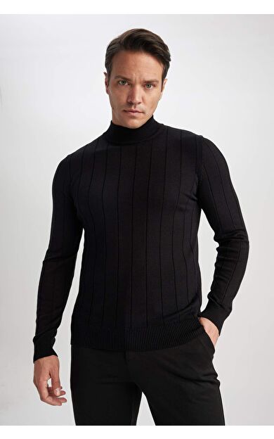 DeFactoFit Slim Fit Yarım Balıkçı Yaka Kazak