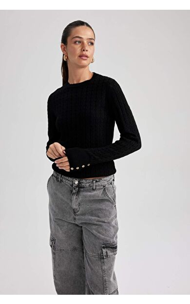 Fitted Bisiklet Yaka Kazak