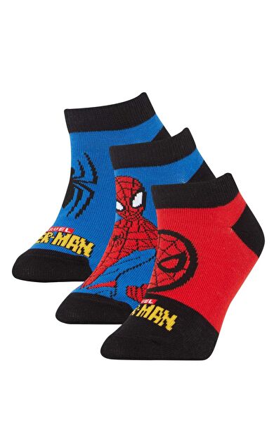 DeFactoFit Erkek Çocuk Marvel Spiderman Pamuklu 3'lü Patik Çorap