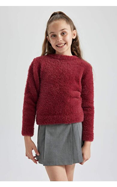 Kız Çocuk Regular Fit Bisiklet Yaka Triko Kazak