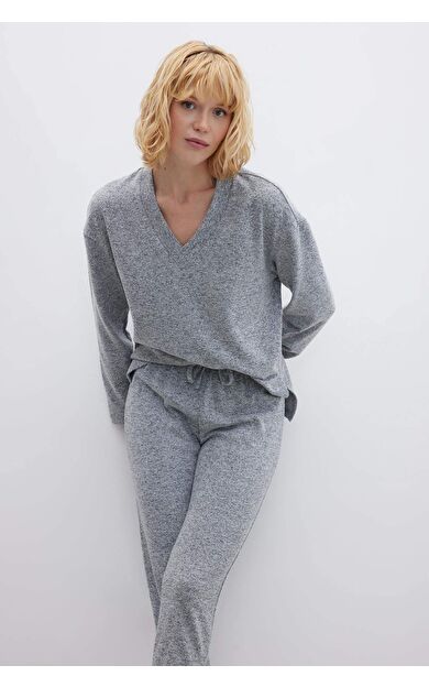 DeFacto Fall in Love Regular Fit V Yaka Pijama Üstü