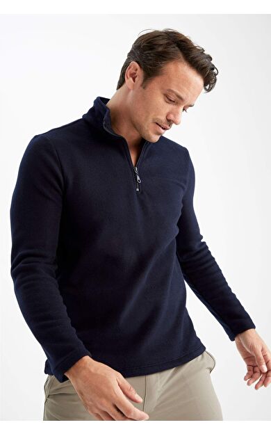 DeFacto Regular Fit Fermuarlı Dik Yaka Yarım Fermuarlı Polar Sweatshirt