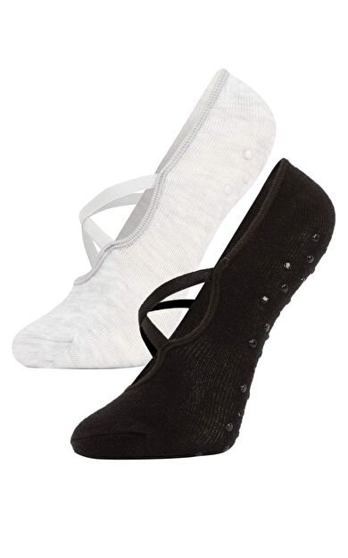 Defacto Fit Kadın Pamuklu 2'li Pilates Çorabı Çok Renkli