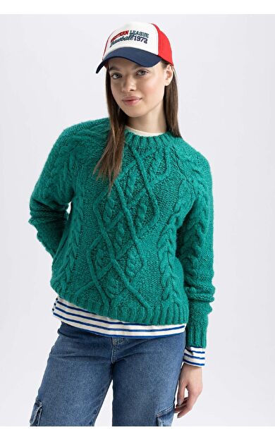 DeFacto Regular Fit Bisiklet Yaka Kazak