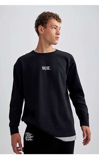 DeFactoFit Oversize Fit Bisiklet Yaka Sweatshirt