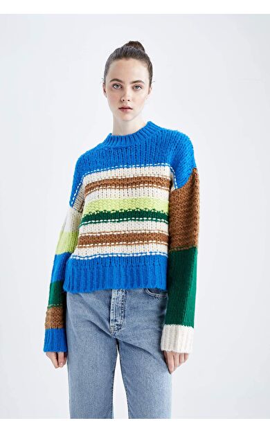 DeFacto Oversize Fit Bisiklet Yaka Kazak