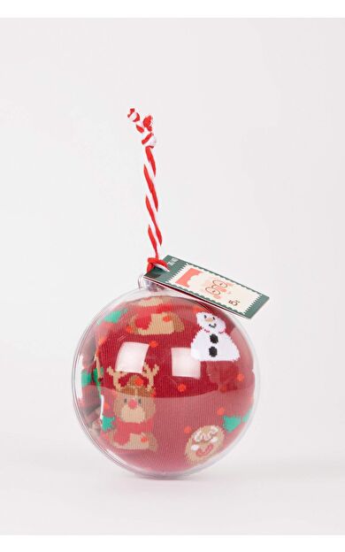 Kadın Yılbaşı Temalı Pamuklu Uzun Çorap