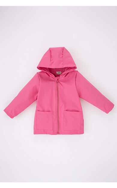 DeFactoFit Kız Bebek Su İtici Penye Astarlı Kapüşonlu Mont Pembe