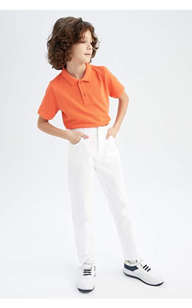 DeFactoFit Erkek Çocuk Gabardin Pantolon Beyaz