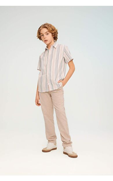 DeFactoFit Erkek Çocuk Regular Fit Standart Paça Keten Görünümlü Pantolon Z1706A624SMBG123