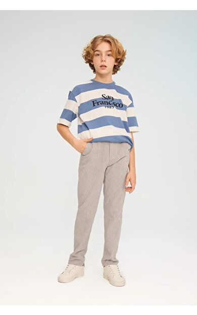 DeFactoFit Erkek Çocuk Regular Fit Standart Paça Keten Görünümlü Pantolon Z1706A624SMGR91