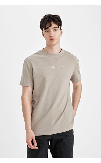 DeFactoFit Regular Fit Bisiklet Yaka Baskılı Ağır Kumaş Tişört