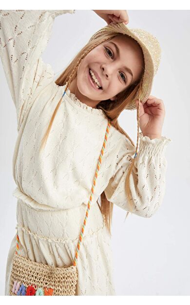 DeFactoFit Kız Çocuk Hasır Şapka Bej