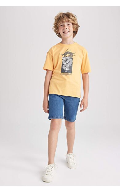 DeFactoFit Erkek Çocuk Jean Şort Mavi