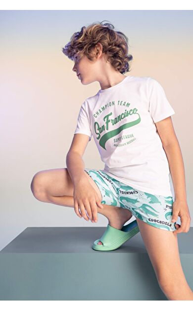 DeFactoFit Erkek Çocuk Mayo Turkuaz