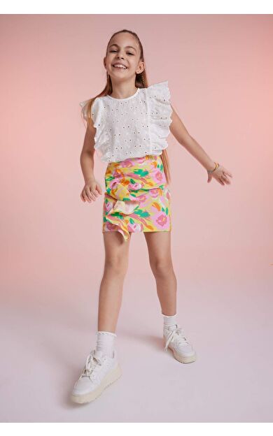 DEFACTO Kız Çocuk Poplin Etek