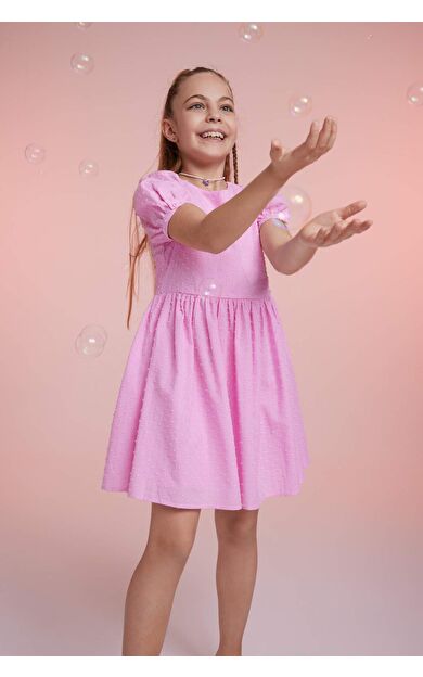 DEFACTO Kız Çocuk Kısa Kollu Pamuklu Elbise