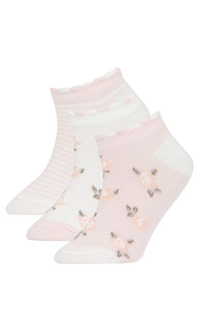 DeFactoFit Kız Çocuk 3'lü Pamuklu Uzun Çorap Pembe