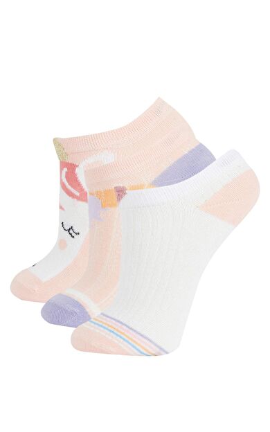 Kız Çocuk 3'lü Pamuklu Patik Çorap Pembe
