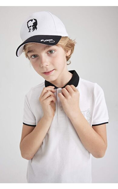 DeFactoFit Erkek Çocuk Pike Kısa Kollu Polo Tişört Beyaz