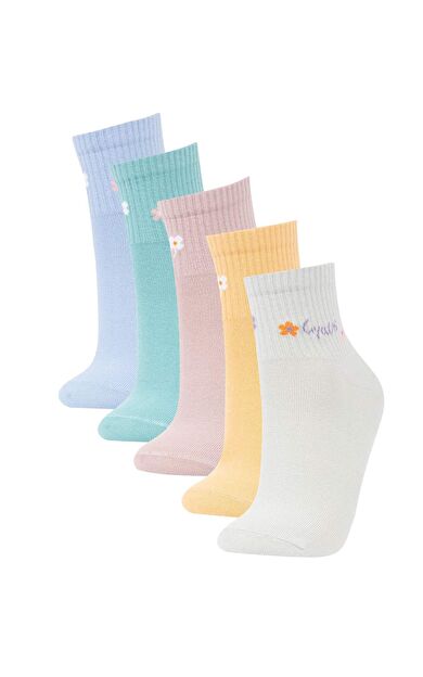 DeFacto Kadın 5'li Pamuklu Kısa Çorap Çok Renkli