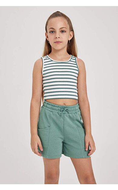 Kız Çocuk Bisiklet Yaka Atlet Turkuaz